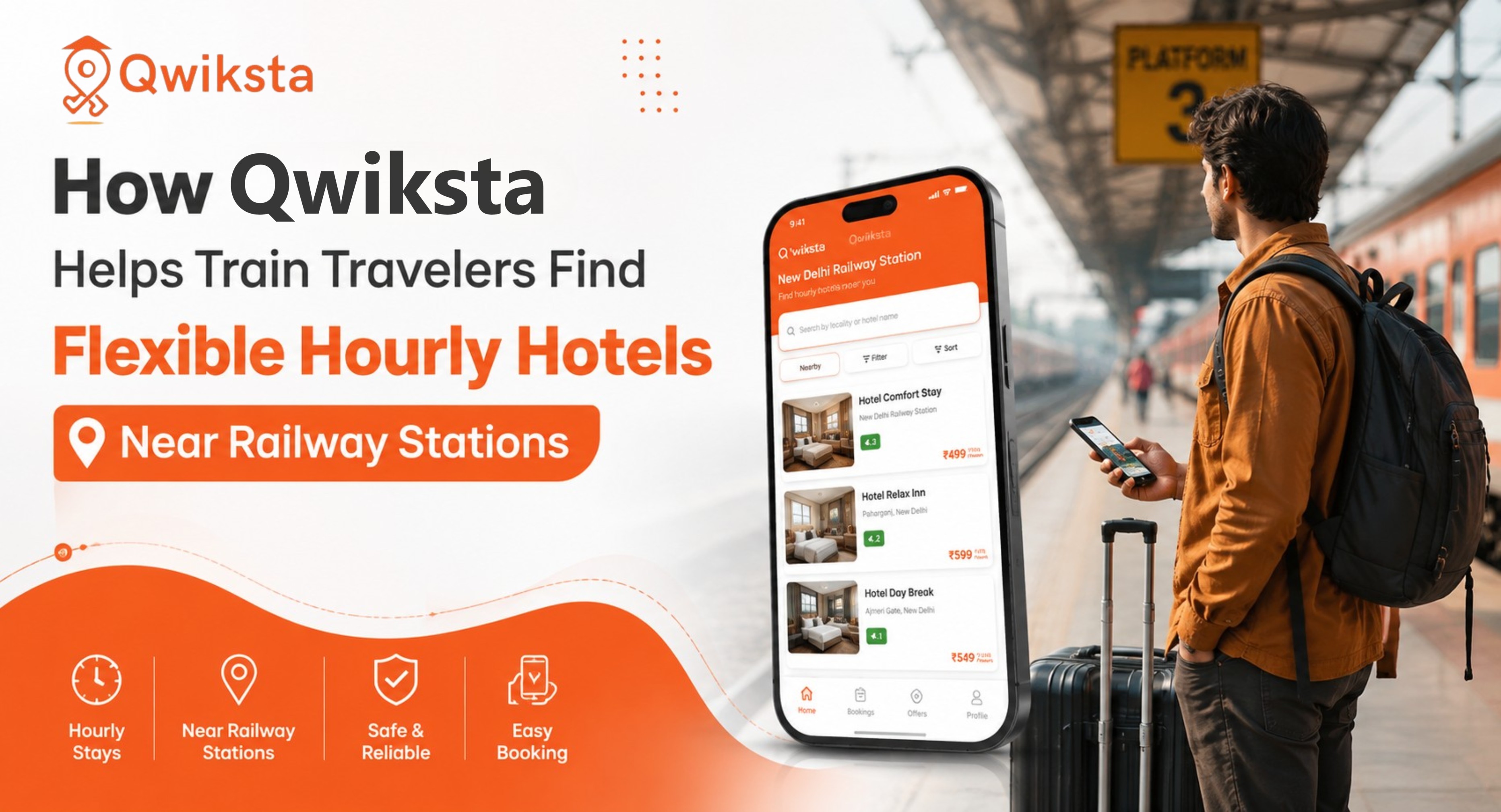 How Qwiksta Helps Train Travelers Find Flexible Hourly Hotels Near Railway Stations